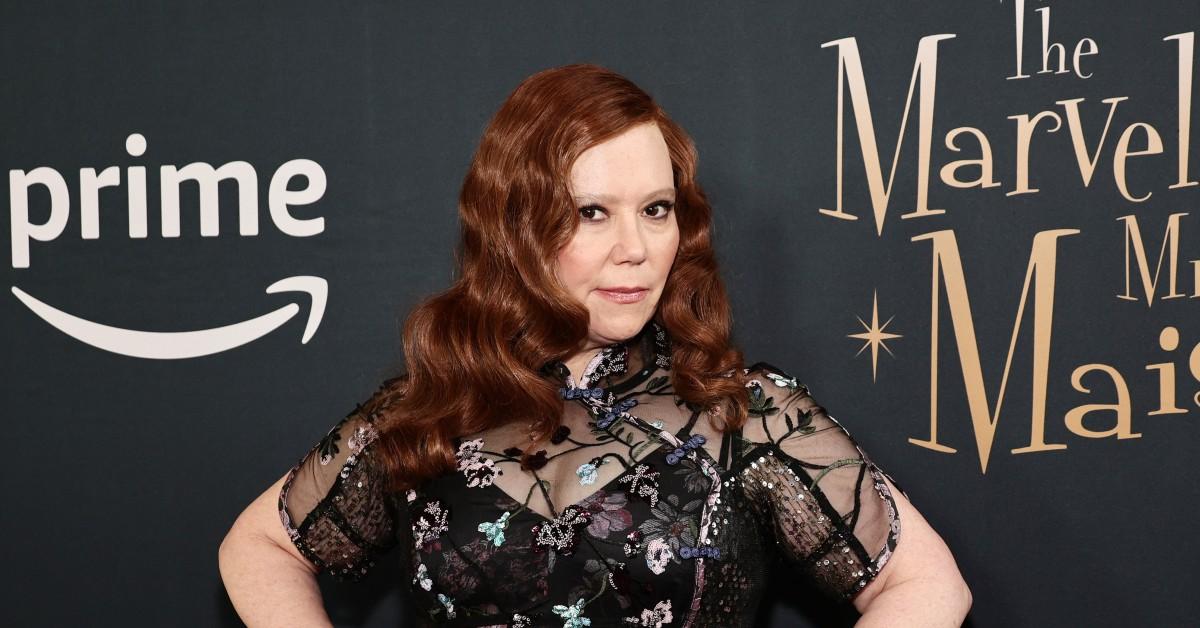 Alex Borstein poses on the red carpet for the 2023 Marvelous Mrs. Maisel premiere