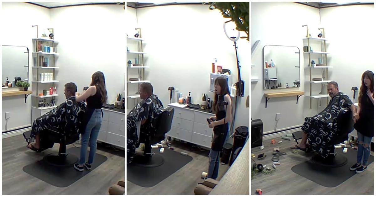 A woman and her client involved in a car crash at her salon