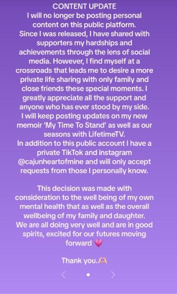 Gypsy Rose Blanchard's content update on TikTok