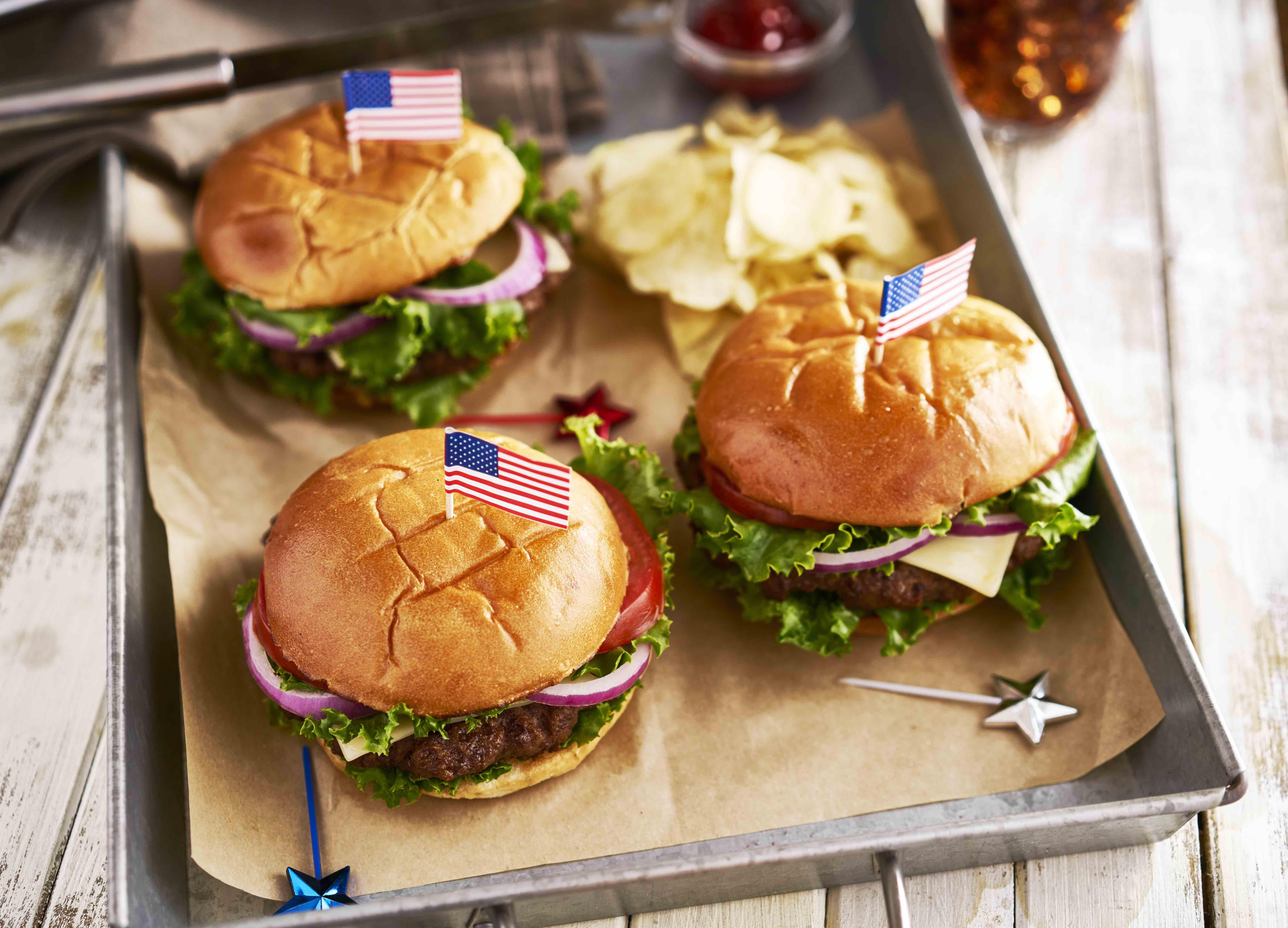 Patriotic burgers for the 4th of July.