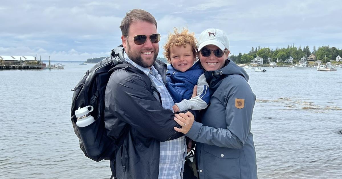 Kasie Hunt with her husband and their son.