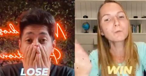 A still from a sample TikTok battle between two people.