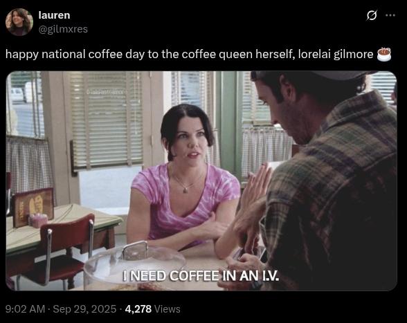 Lorelei Gilmore with coffee at Luke's.