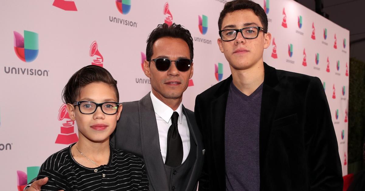 Ryan Adrian Muñiz, Marc Anthony, and Cristian Marcus Muñiz attend Univision event.