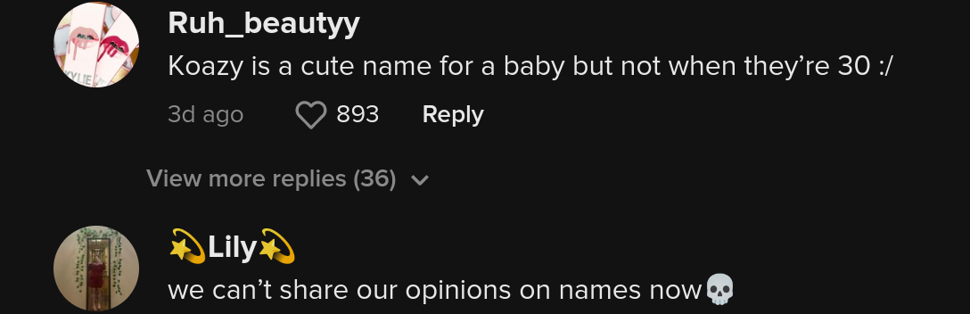 internet roasts crying influencer moms baby name