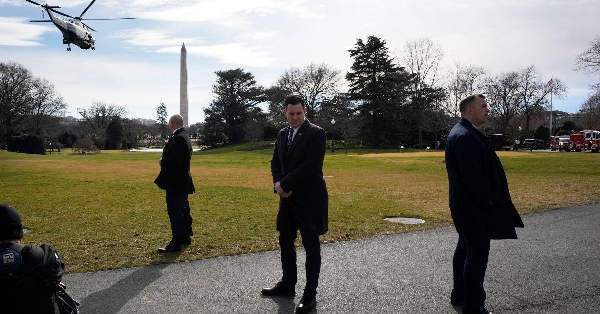 Secret Service agents outside the White House in 2026.