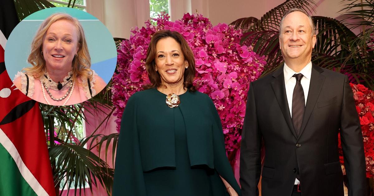 U.S. Vice President Kamala Harris and second gentleman Douglas C. Emhoff arrive for the State Dinner beside Douglas's ex-wife.