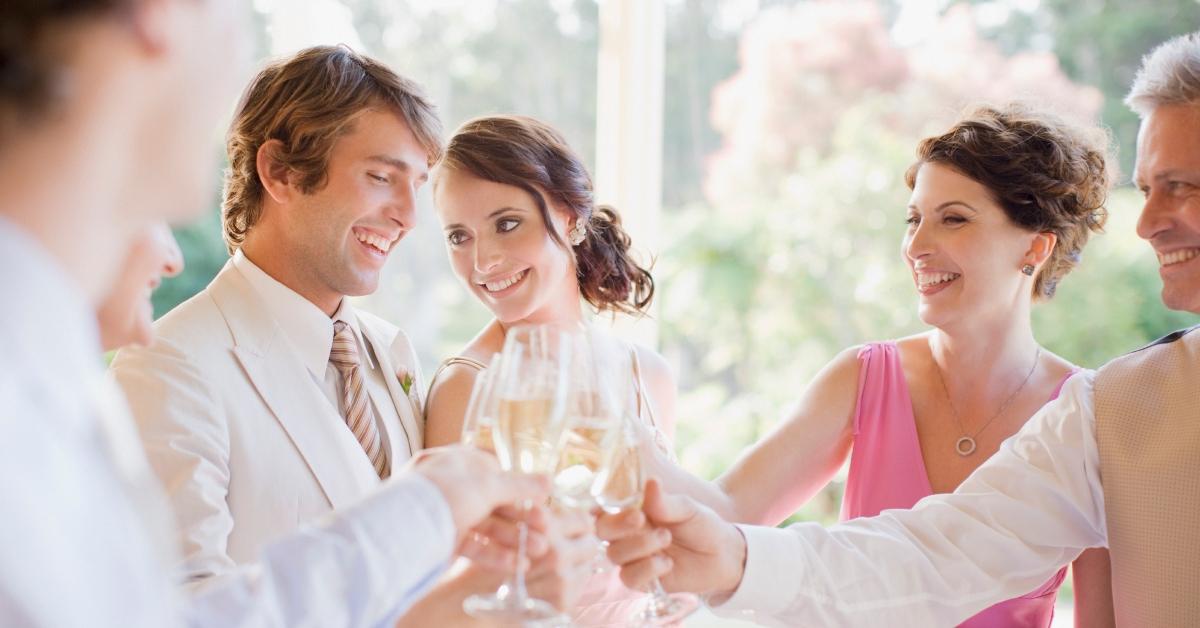 Wedding guests doing a toast