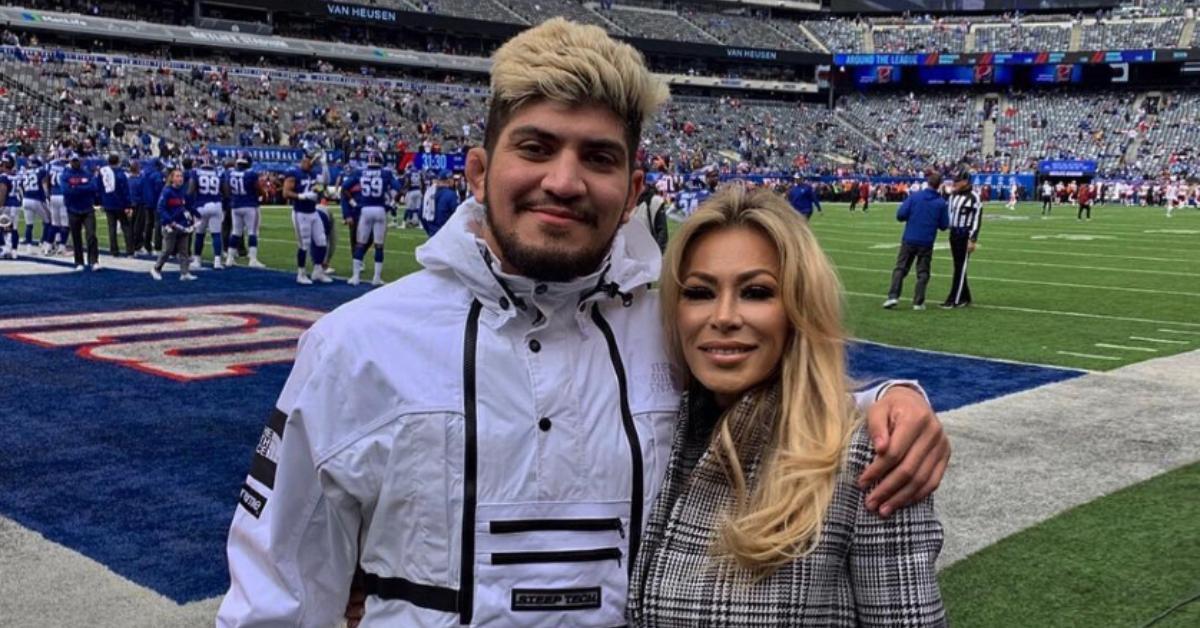 Dillon Danis and his mom, Nikki, at a New York Giants game in 2018.