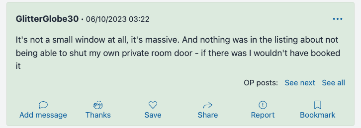 woman on mumsnet's aibu says airbnb host requires window and door must be open