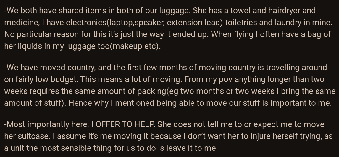 travelling couple man wont help partner carry luggage