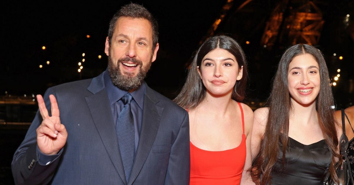 Adam Sandler and his daughters attend the 'Murder Mystery 2' photocall.