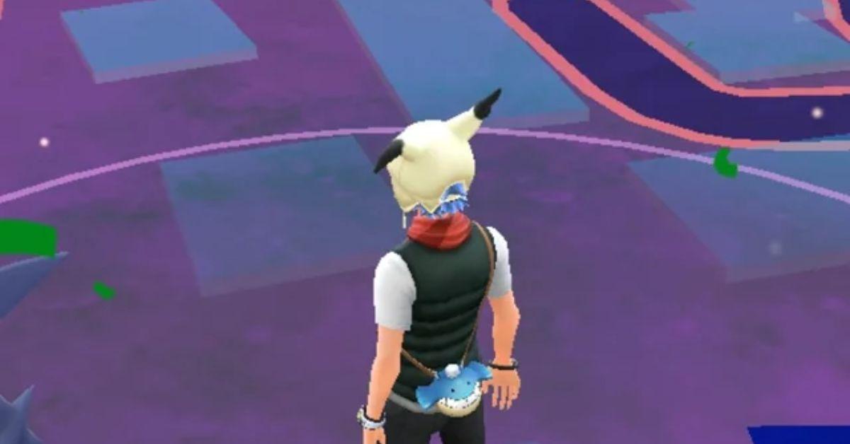 A screenshot of 'Pokemon Go' where everything is purple. 