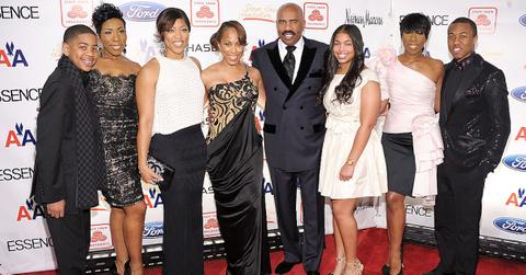 Wynton Harvey, Karli Harvey, Morgan Harvey, Marjorie Harvey, comedian Steve Harvey, Lori Harvey, Brandi Harvey and Jason Harvey