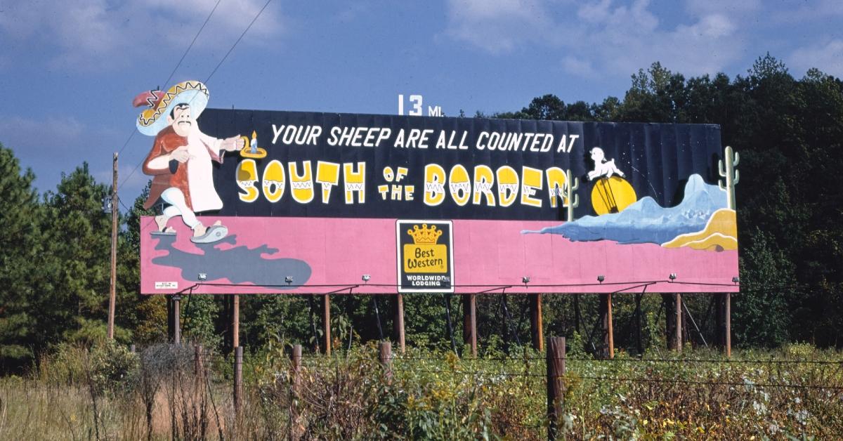 "your sheep are all counted at south of the border" billboard sign for best western